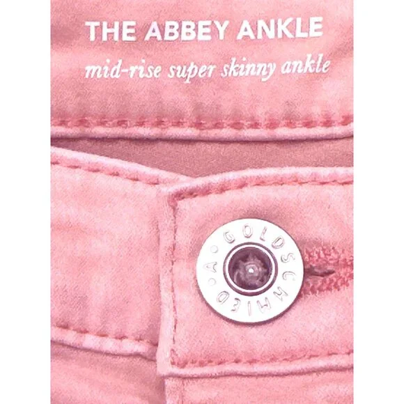 Adriano Goldschmied 30R Blush Pink Abbey Ankle Midrise Skinny Jeans Chic Style - Picture 10 of 11